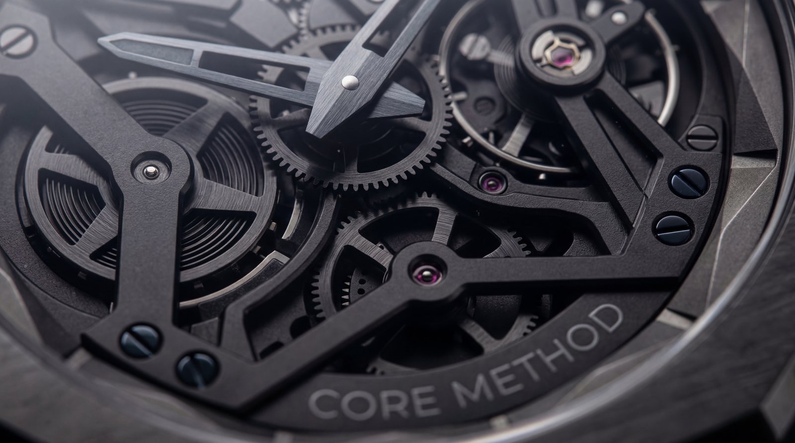 Core Method Watch, exploded dial detail showing skeleton movement architecture